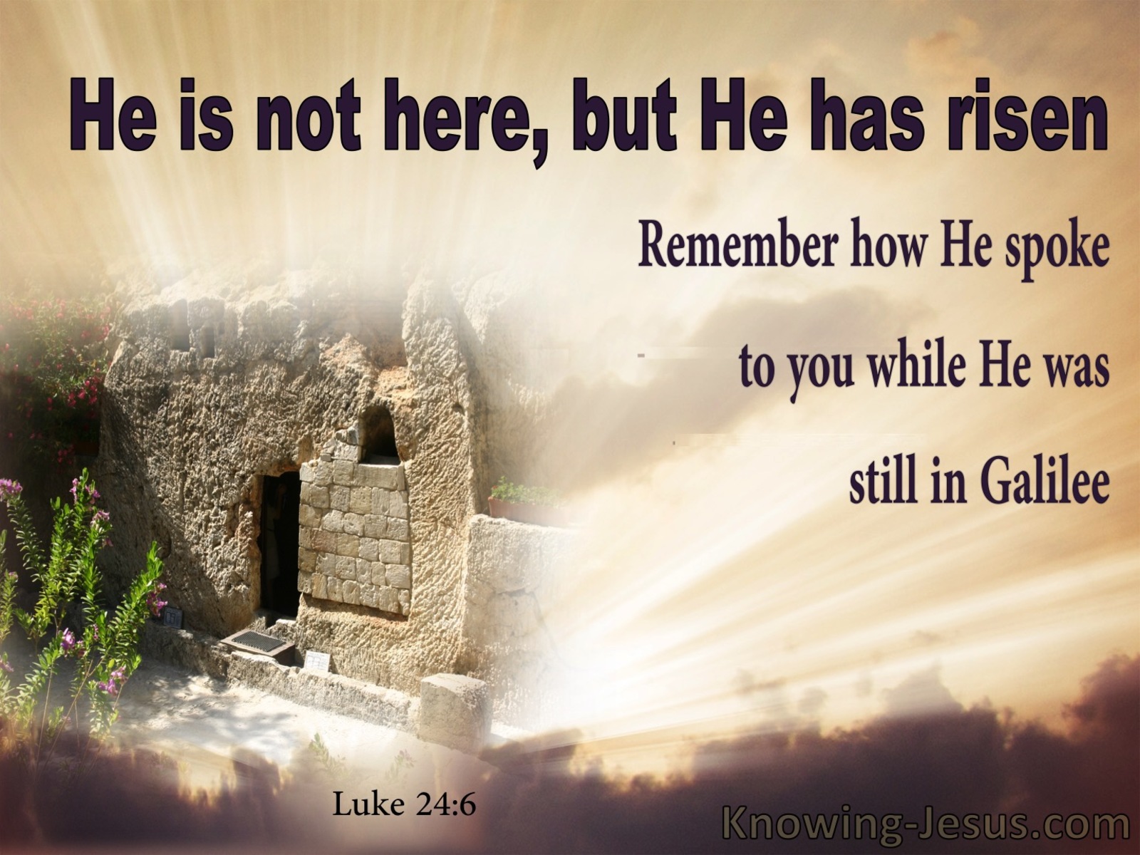 Luke 24:6 He Is Not Here  He Has Risen (brown)